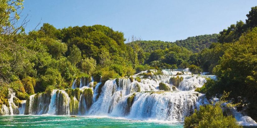 Waterfall KRKA in Croatia - nature travel background