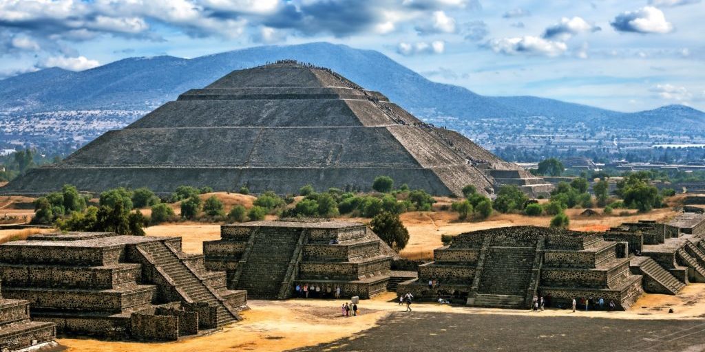 Pyramid of the Sun. Teotihuacan. Mexico. View from the Pyramid of the Moon.