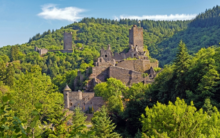 Mittelalterliche Burgruine in der Nähe der Eifelstadt Manderscheid
