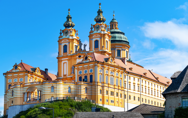 Stift Melk in der Wachau, Österreich. Benediktinerabtei und UNESCO-Welterbe an der Donau.